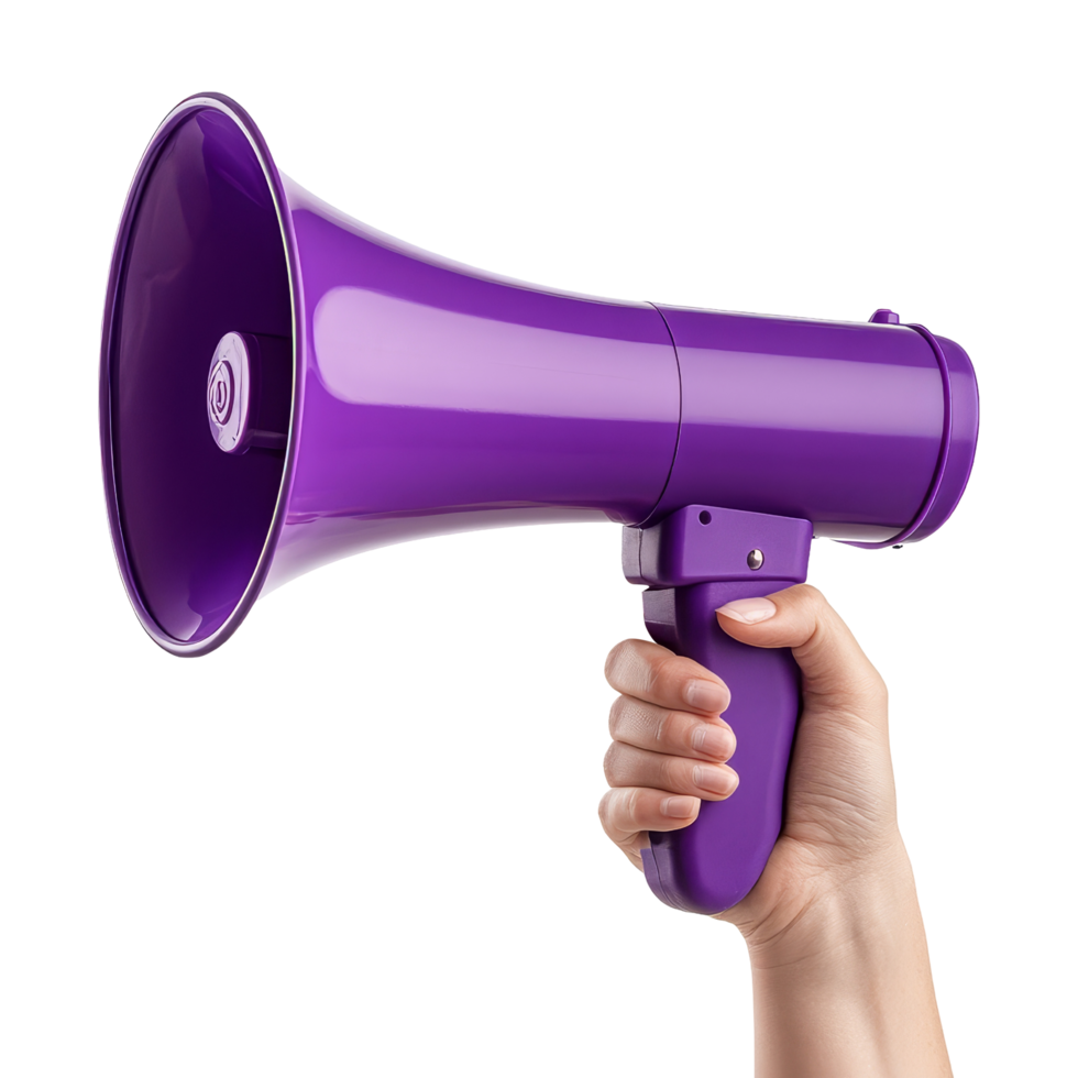 Announcing ideas with purple megaphone studio image png