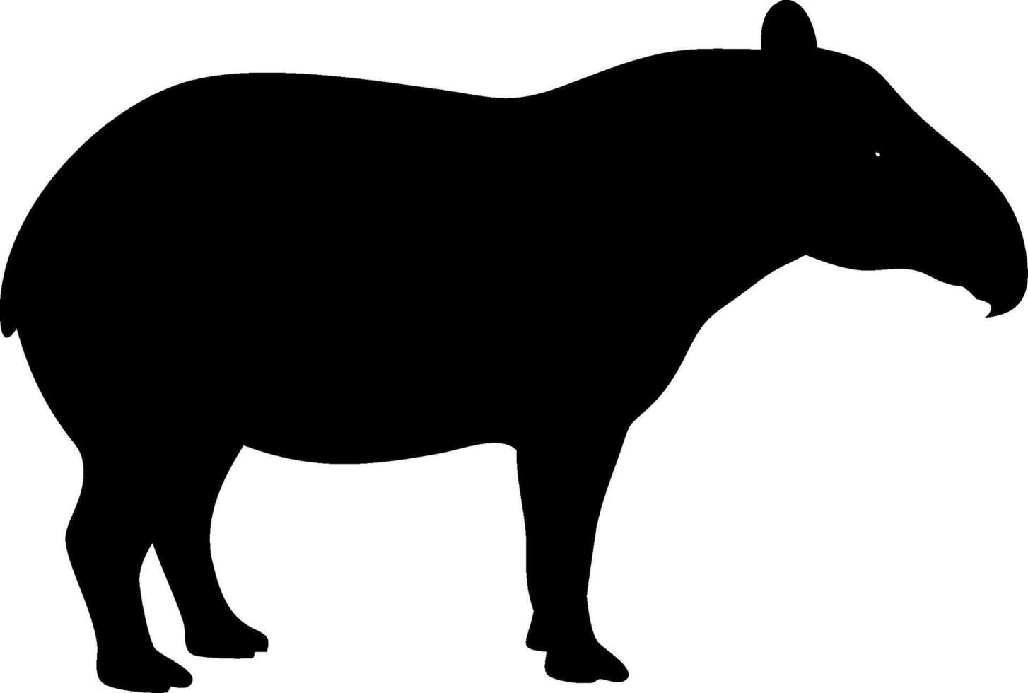 Tapir Silhouette Illustration of a Wild Animal in a Simple and Minimalistic Style for Logos and Designs vector