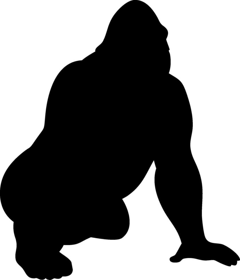 Strong Gorilla Silhouette Design Illustration of a Powerful Primate vector