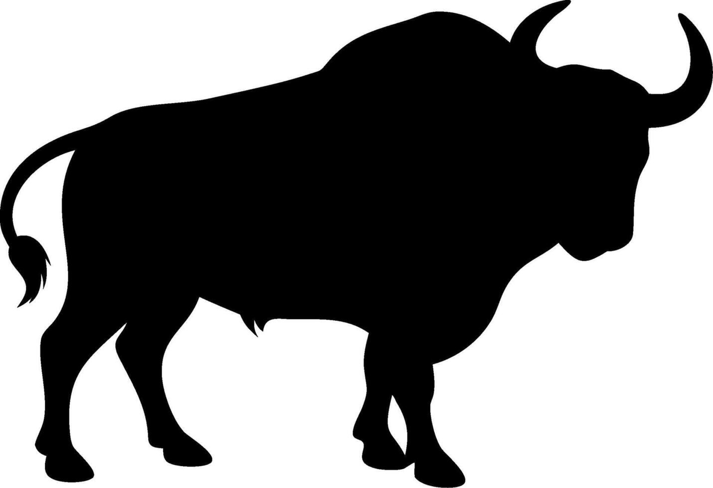 Powerful Buffalo Silhouette Design of a Strong Wild Animal Standing with Horns Perfect for Logos vector