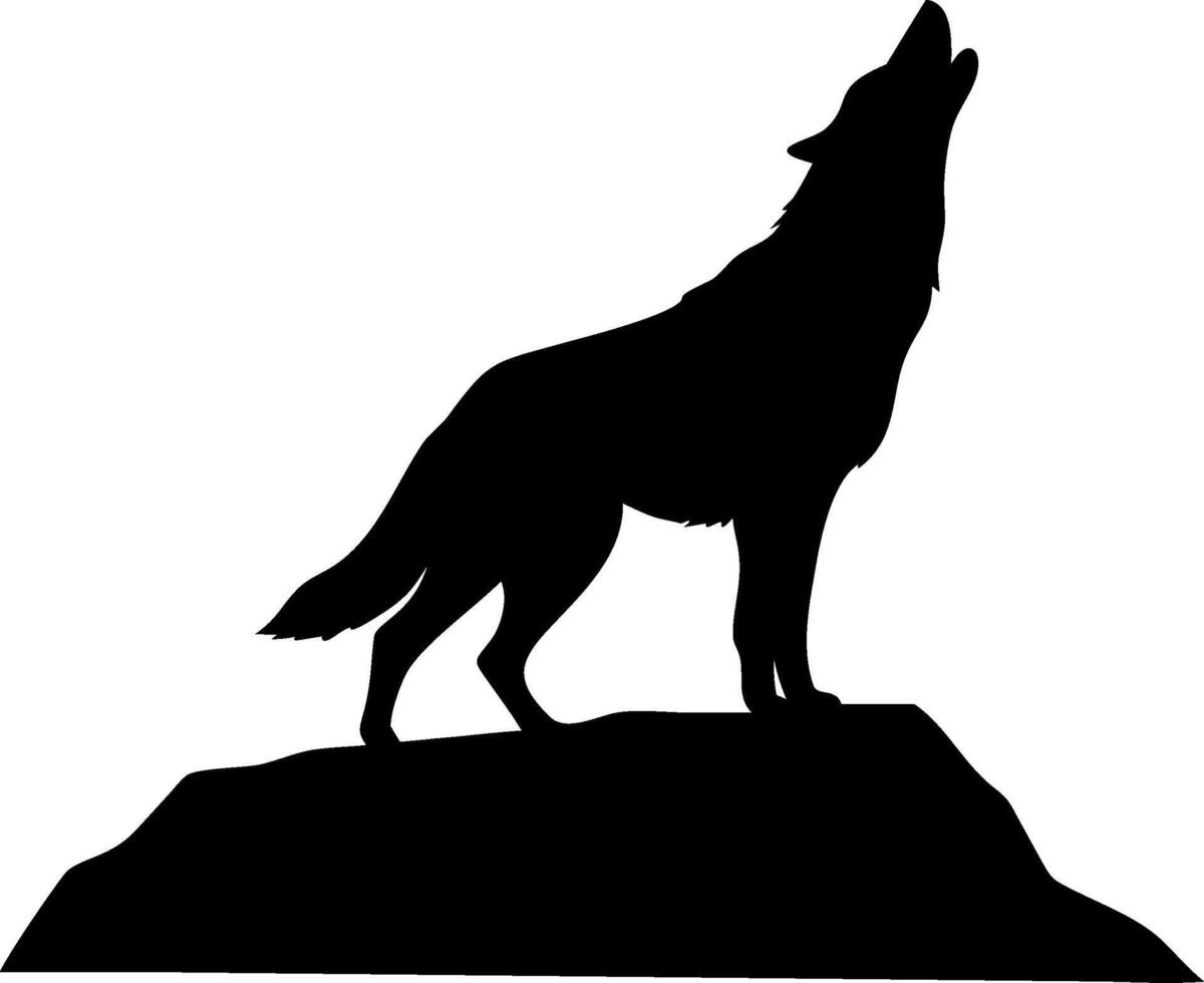 Wolf Silhouette Design Featuring a Howling Wolf in a Minimalist Style vector