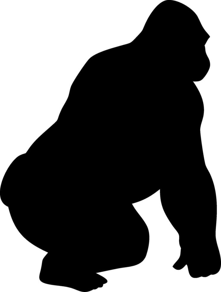 Strong Gorilla Silhouette Illustration of a Powerful Primate Bold and Dynamic Design vector