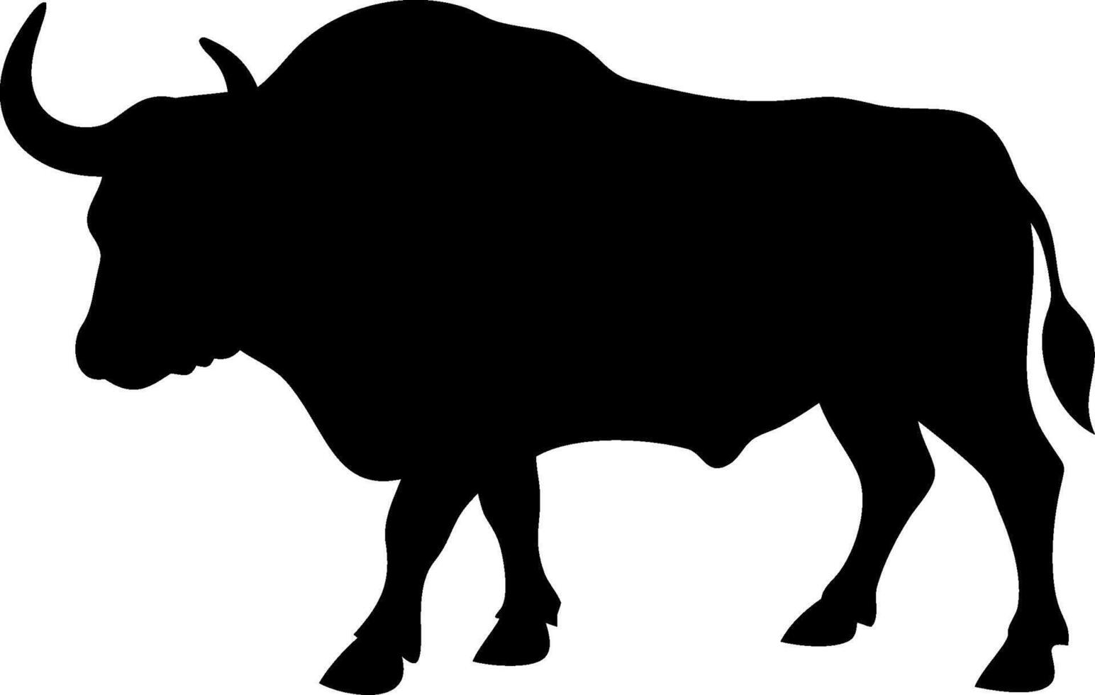 Powerful Buffalo Silhouette Design of a Strong Wild Animal Standing with Horns Perfect Logos and Artwork vector