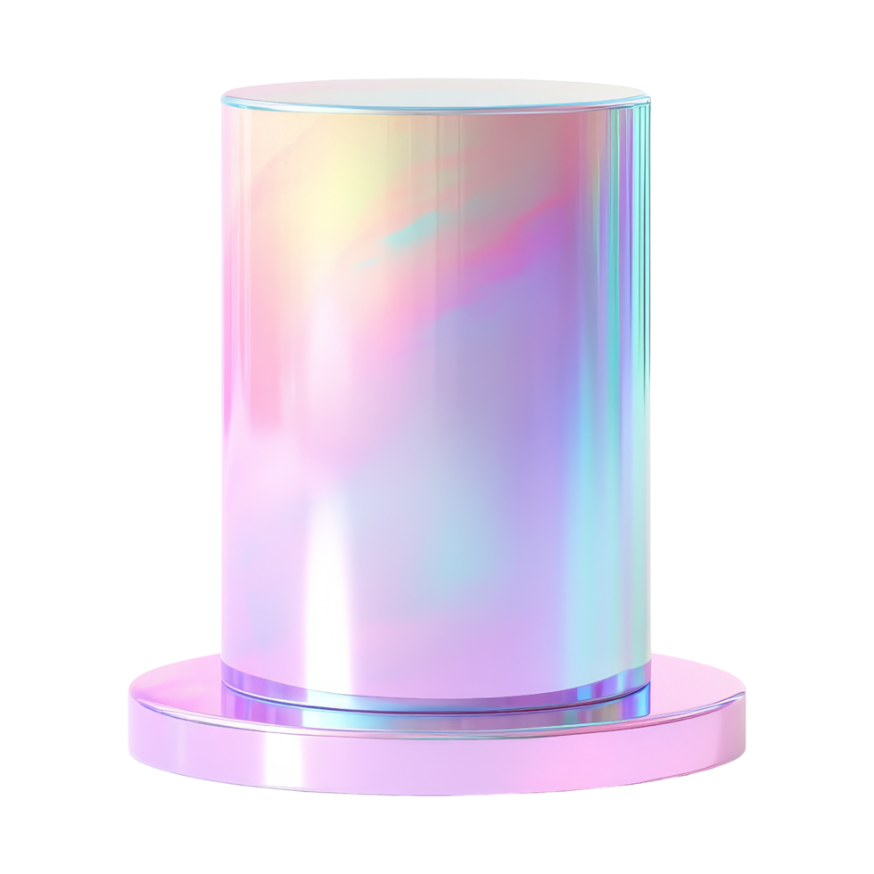 Colorful holographic cylinder studio display object png