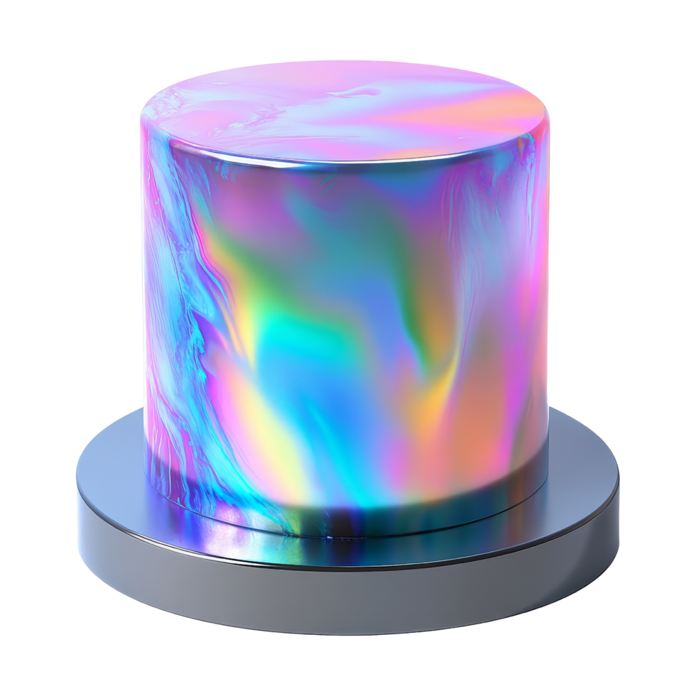 Artistic iridescent cylinder studio image abstract close-up png