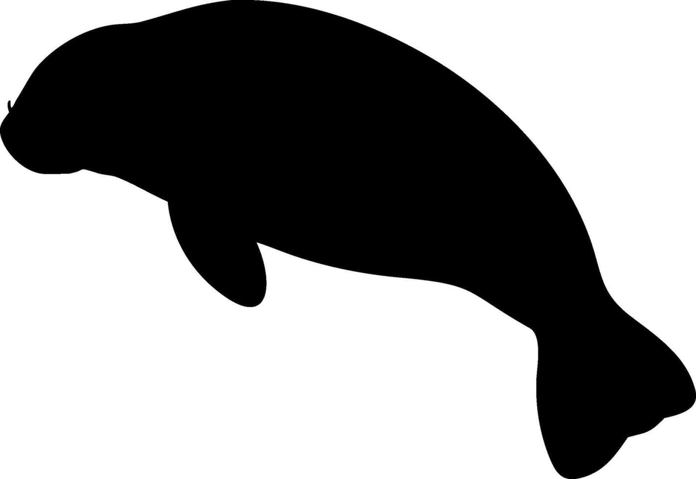 Gentle Manatee Silhouette Floating in the Ocean Minimal vector