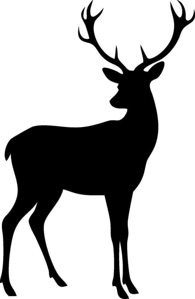 Standing Deer Silhouette Design Illustration of a Graceful Wildlife Animal with Antlers in a Minimalist Art vector
