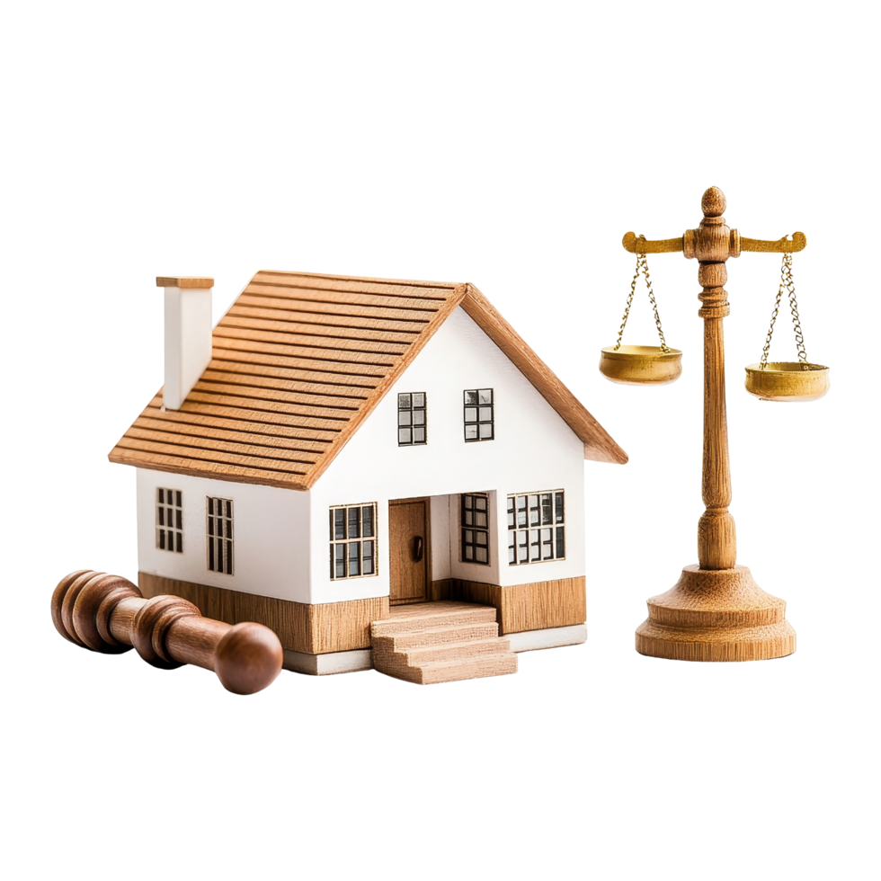 Legal home ownership courtroom real estate still life png