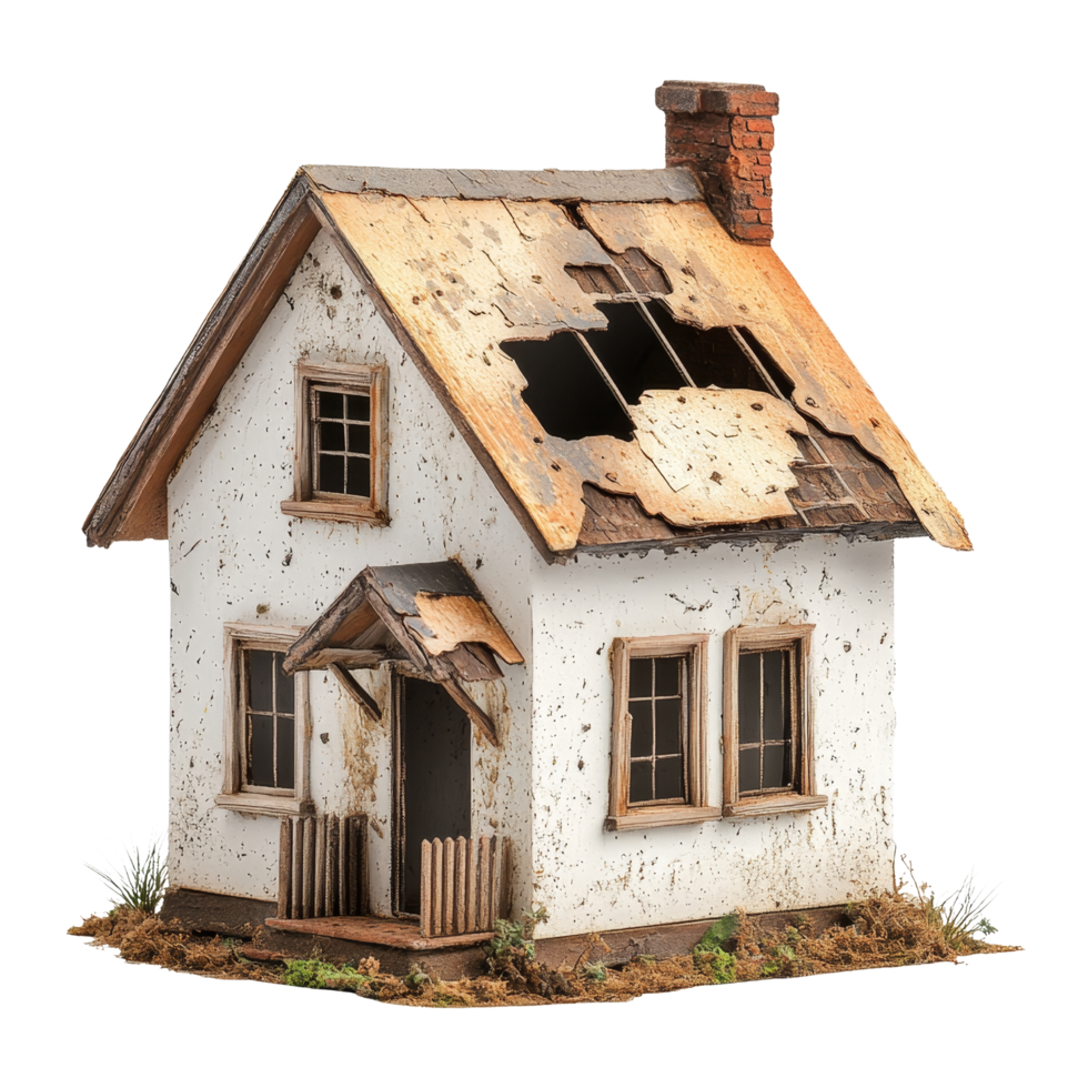 Abandoned house model workshop 3d render interior close-up png