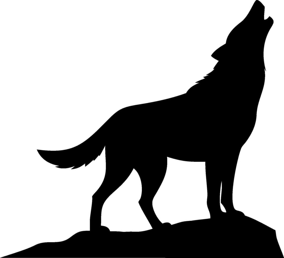 Wolf Silhouette Design Featuring a Howling Wolf in a Art Style vector