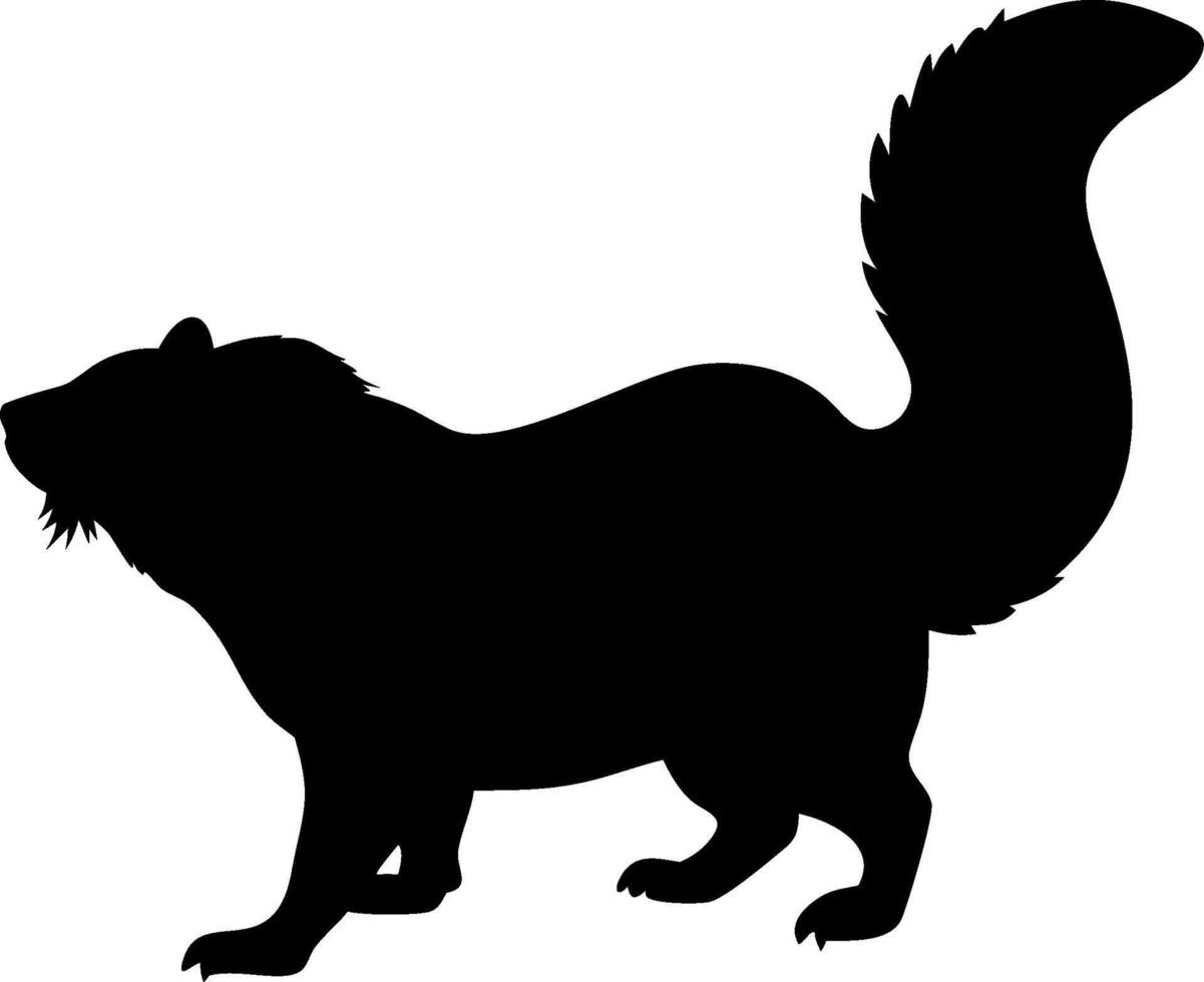 Skunk Silhouette Illustration of a Wild Animal in Black Shape vector