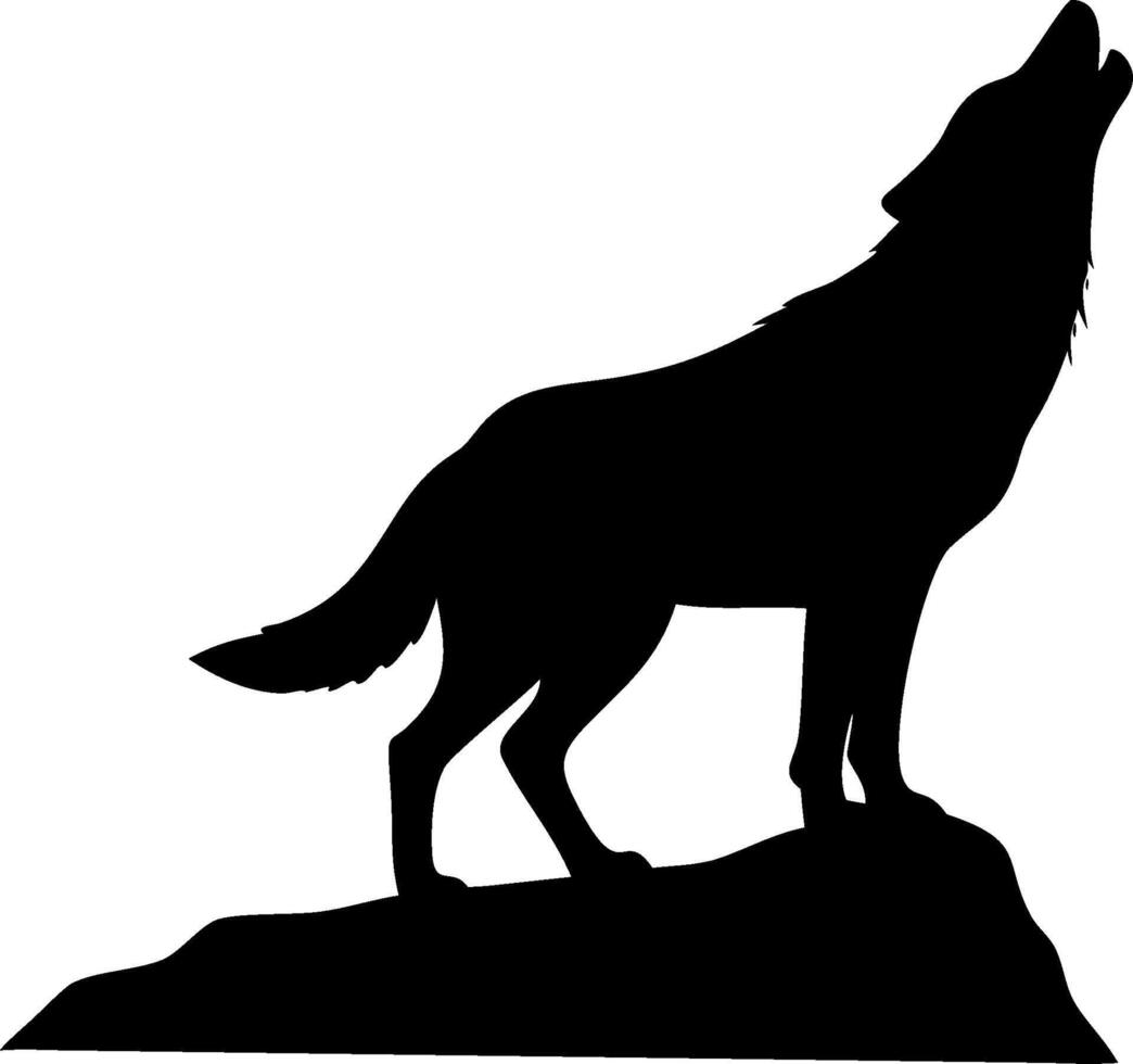 Wolf Silhouette Design Featuring a Howling Wolf in a Minimalist Art vector