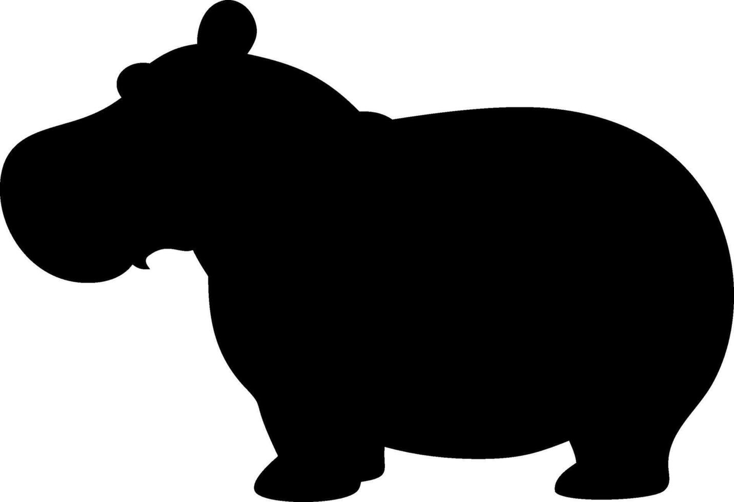 Minimalist Hippo Silhouette Artwork in Side Profile vector