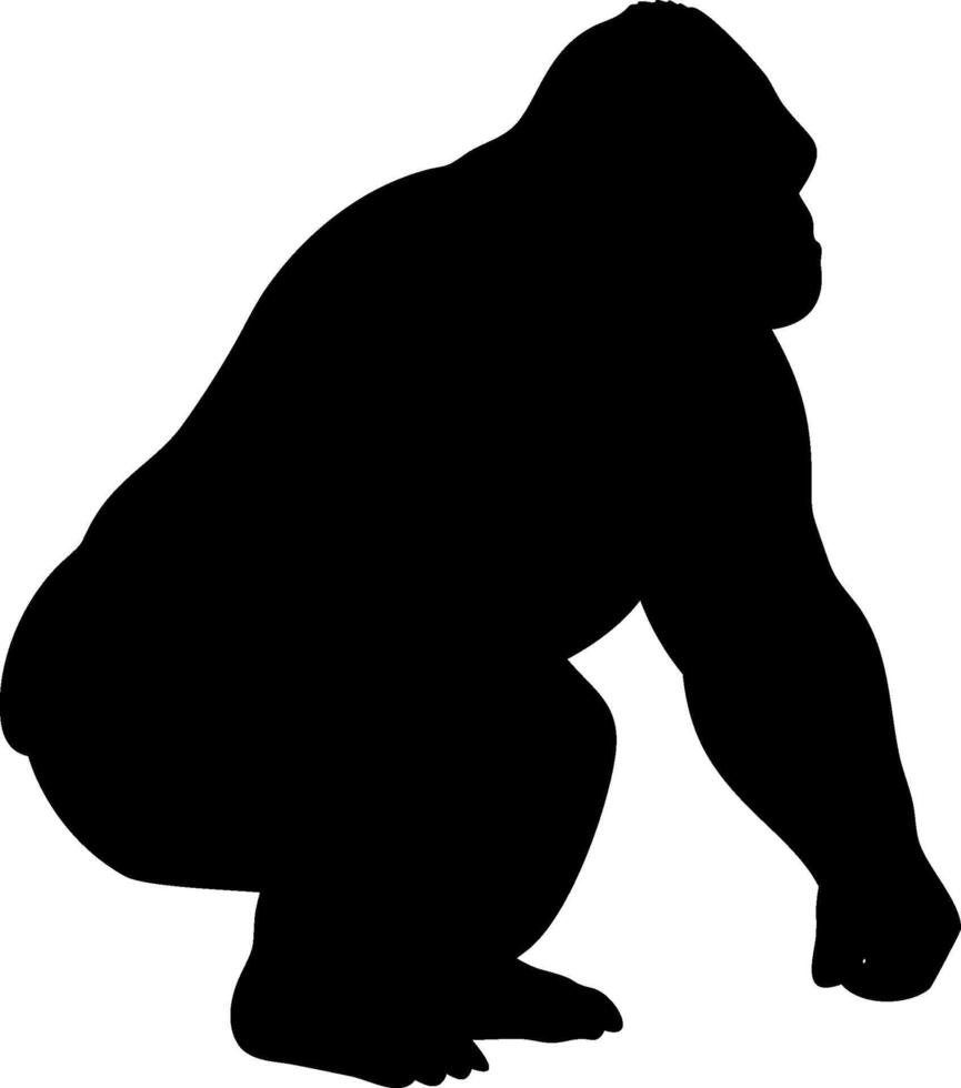 Strong Gorilla Silhouette Illustration of a Powerful Primate in a Bold and Dynamic vector