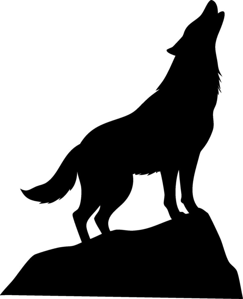 Wolf Silhouette Design Featuring a Howling Wolf in Minimalist Art Style vector