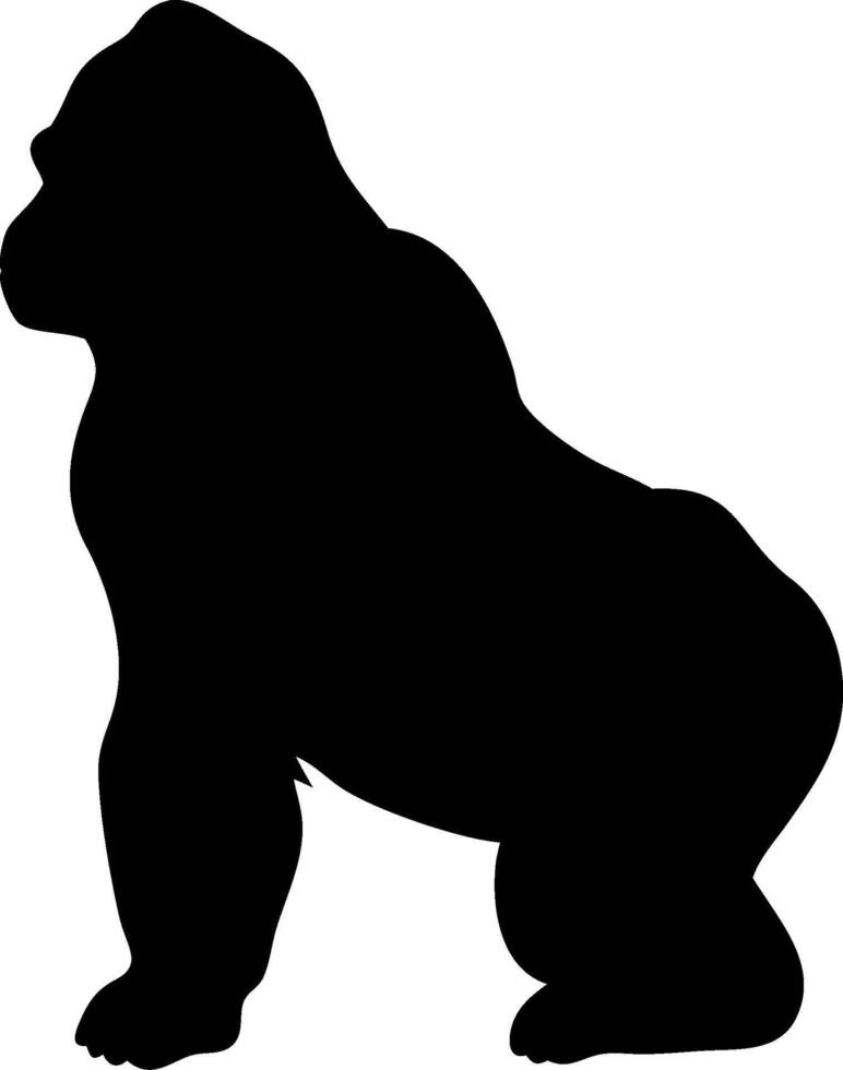 Strong Gorilla Silhouette Illustration of a Powerful Primate in a Bold vector