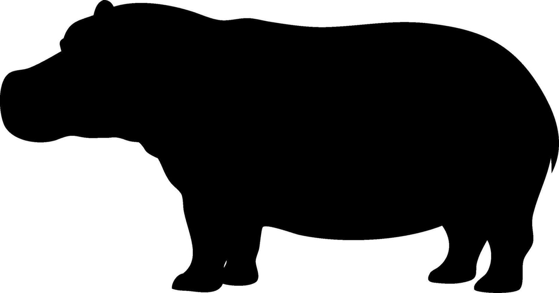 Minimalist Hippo Silhouette Artwork in Side Profile for Wildlife Concept Design vector