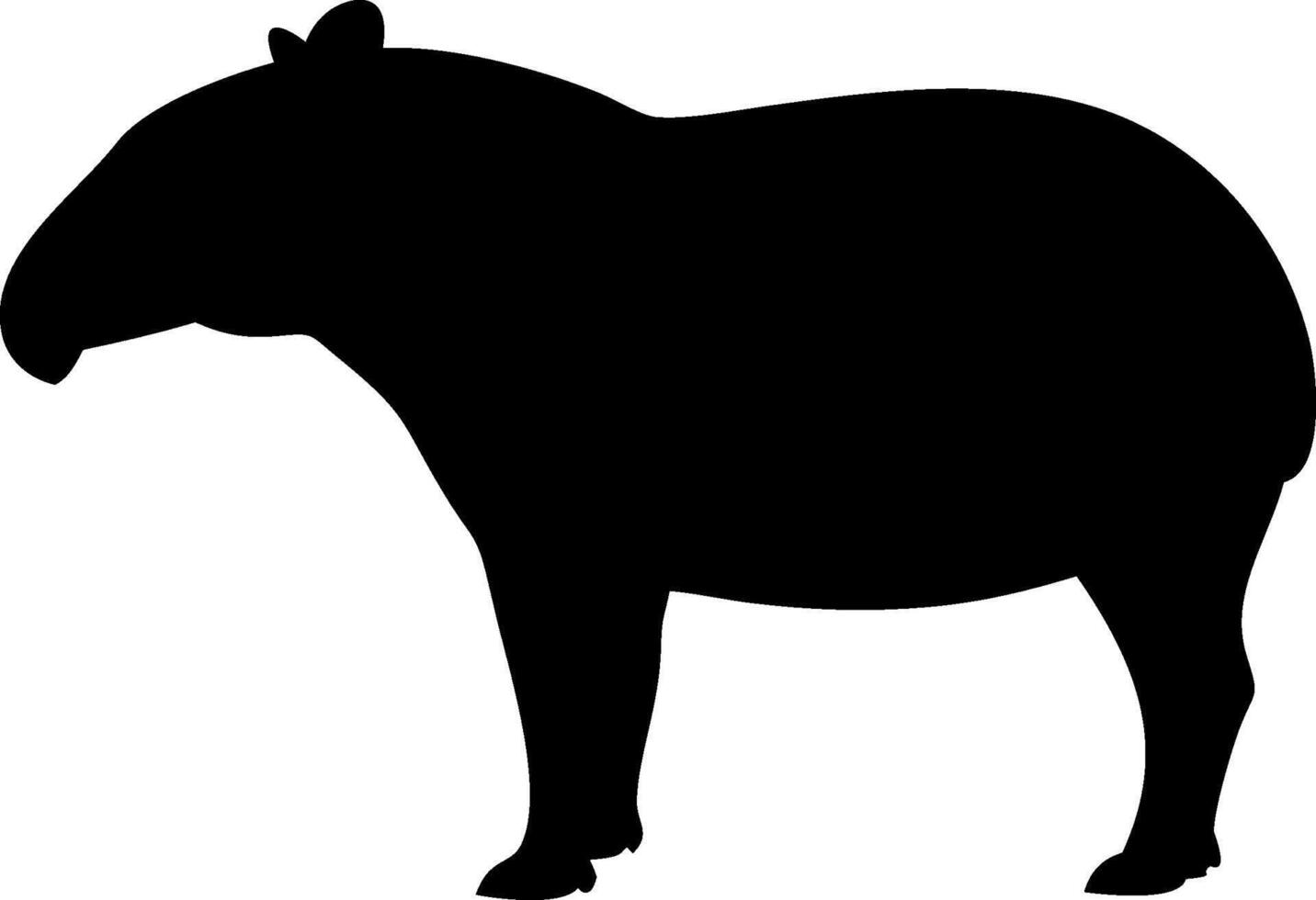 Tapir Silhouette Illustration of a Wild Animal in a Simple Minimalistic Style for Logos and Designs vector