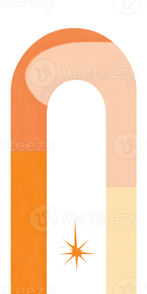 Abstract Arch in Peach Orange and Cream with Gold Starburst png