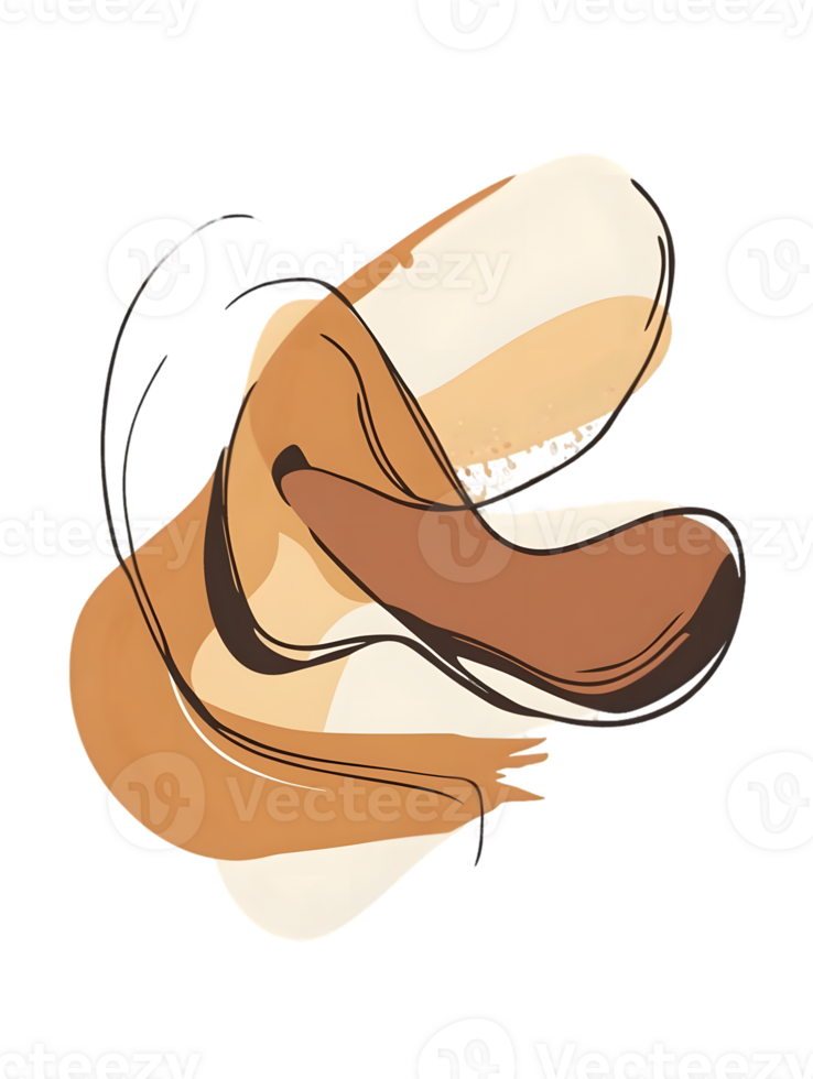 Abstract Beige and Brown Swirling Shapes on Transparent Background png