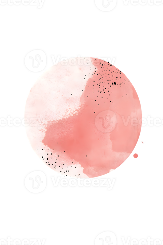 Abstract Pink and White Watercolor Circle with Black Speckles png