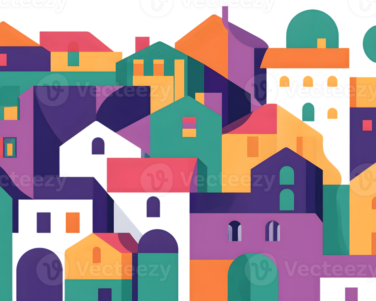 Colorful Geometric Cityscape Illustration png