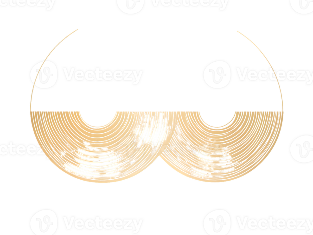 Detailed Beige Handlebar Mustache Illustration on Transparent Background png