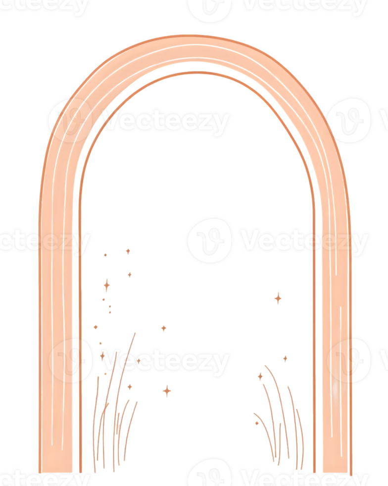 Peach Pastel Archway with Whimsical Grass and Sparkles png