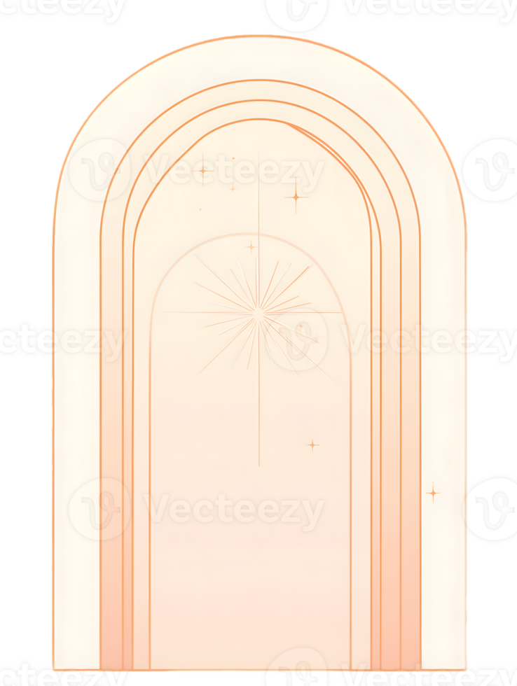 Peach And White Minimalist Archway With Starburst Design png