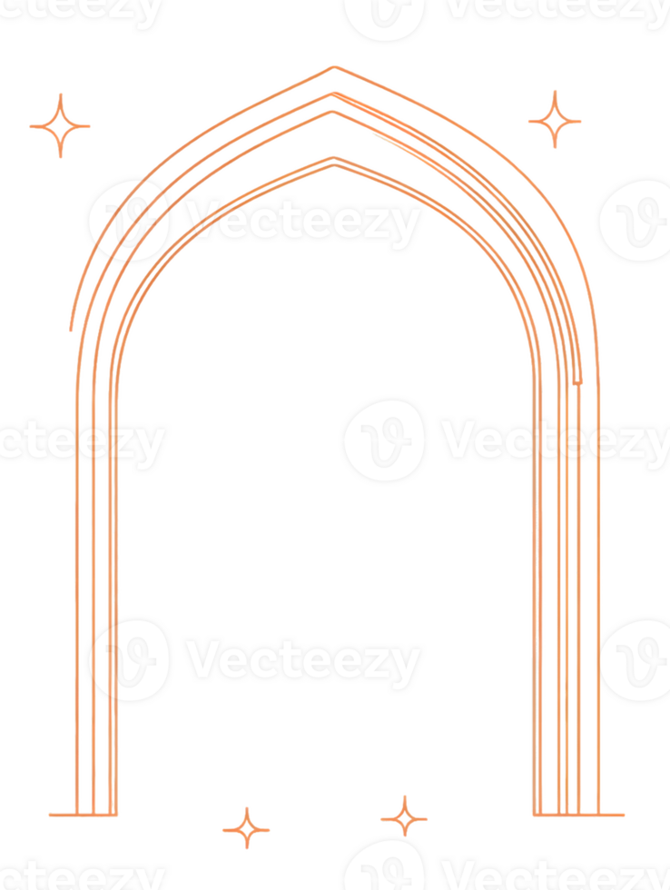 Rose Gold Geometric Archway with Stars on Transparent Background png