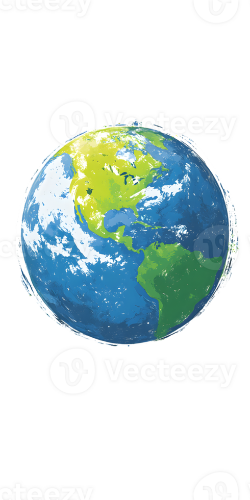 Stylized Earth Globe Illustration on Transparent Background png