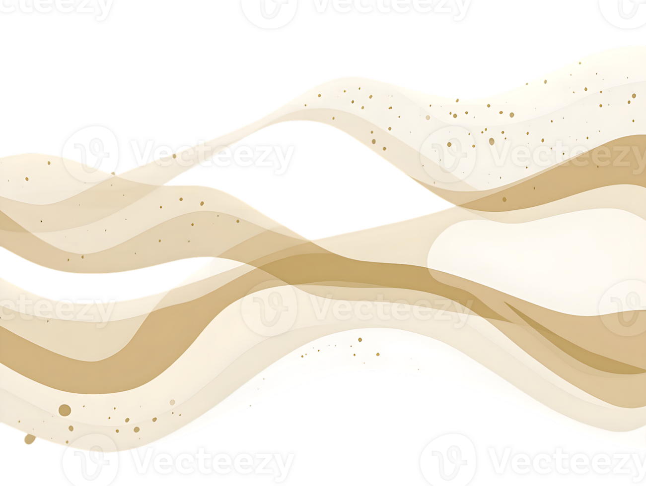 Abstract Beige and Tan Flowing Waves on Transparent Background png
