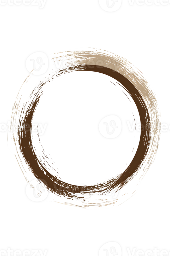 Abstract Circular Beige and Brown Textured Frame on Transparent Background png
