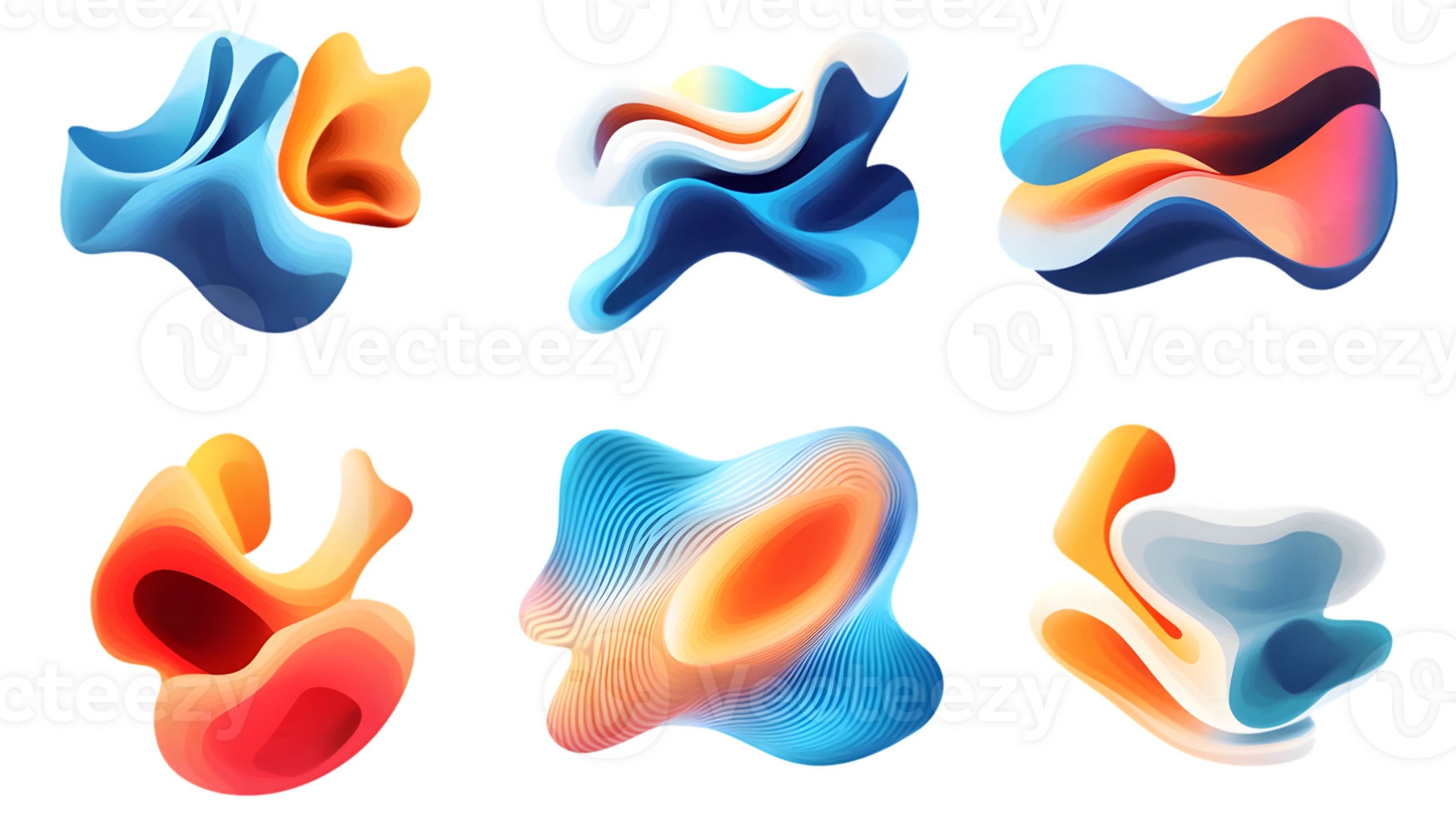 Colorful Fluid Shapes on Transparent Background png