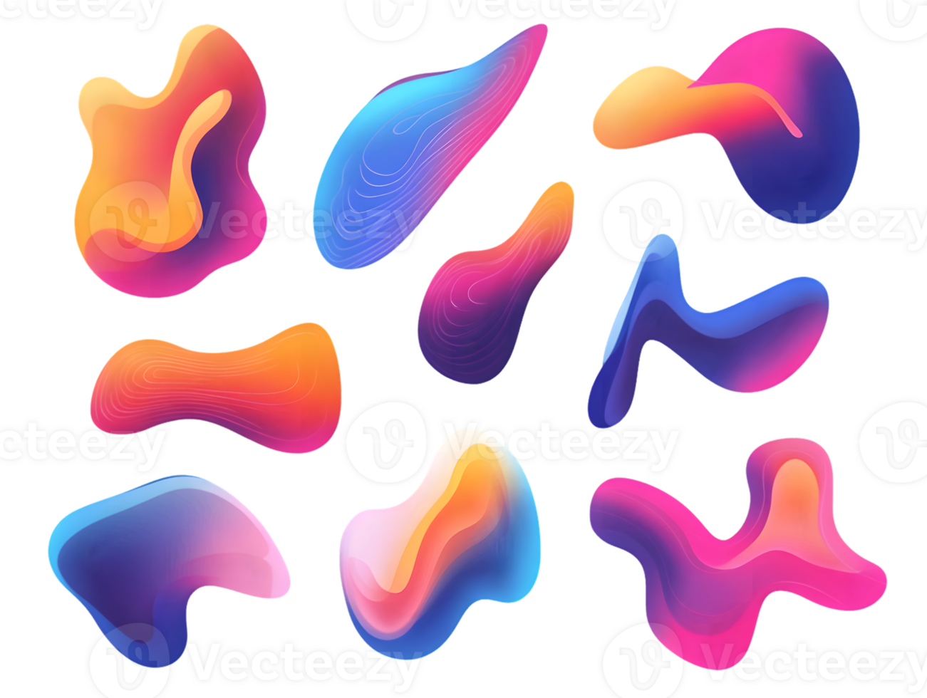 Abstract Colorful Gradient Shapes on Transparent Background png