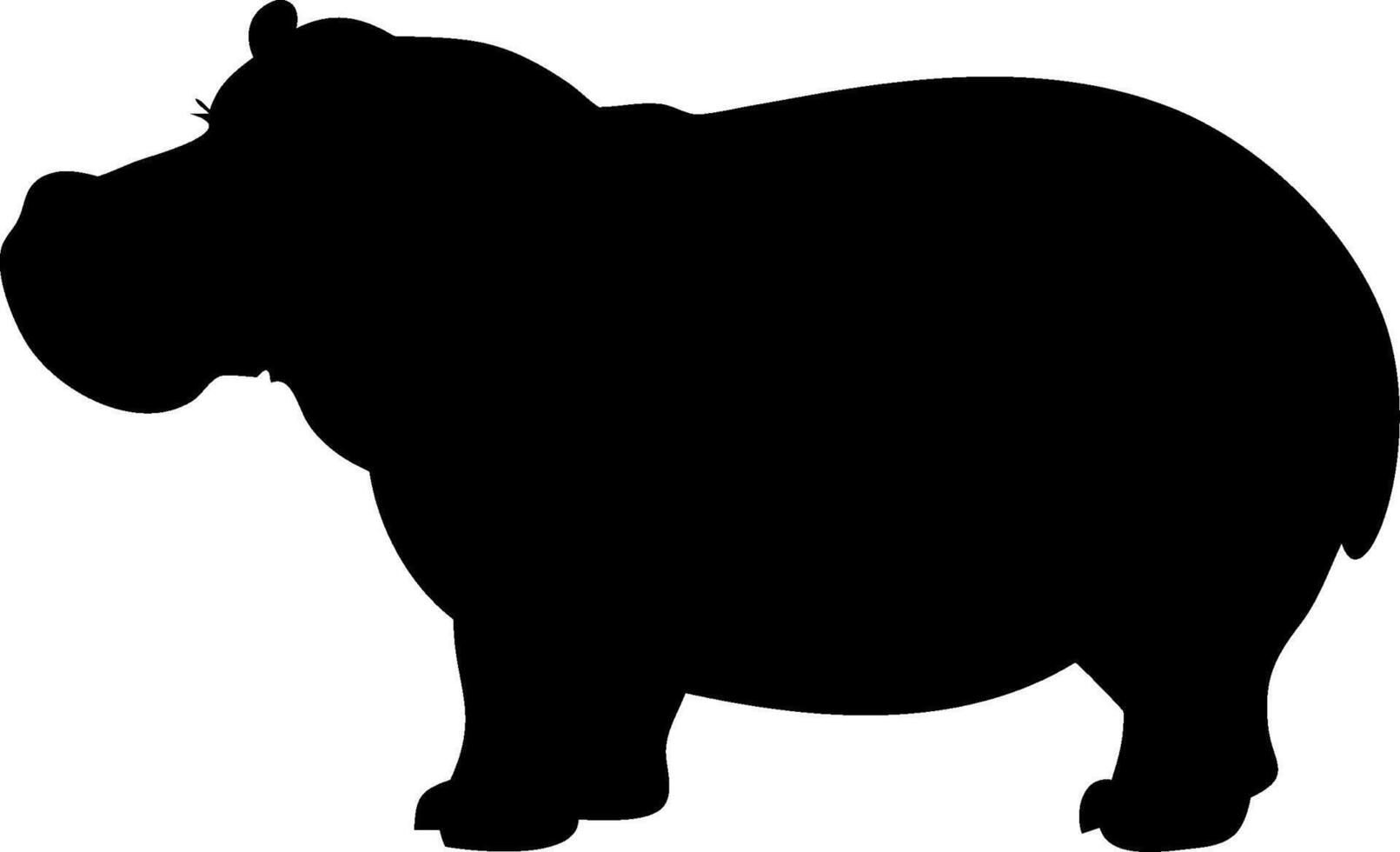Hippo Silhouette Design Illustration in Black Profile View for Wildlife Art vector