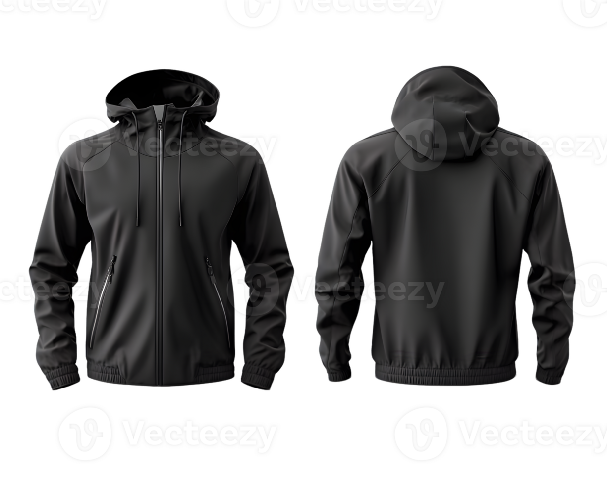 Black Hooded Jacket Mockup Front and Back png