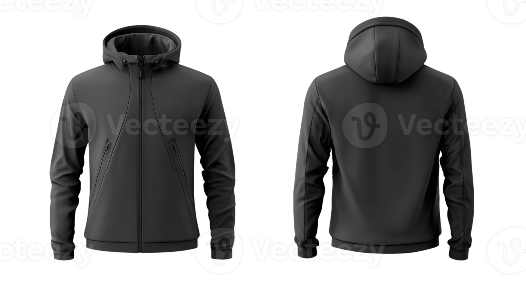 Black Hooded Sweatshirt Mockup Front and Back Views png