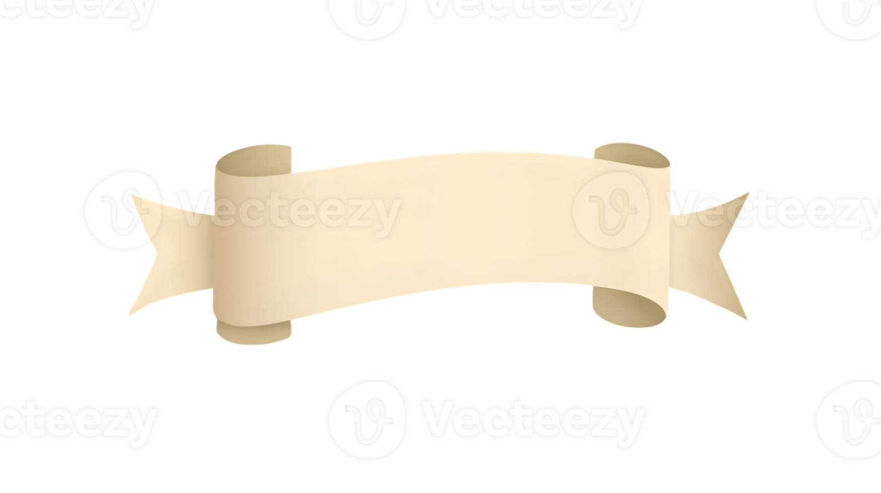 Blank Beige Rolled Ribbon Banner on Transparent Background png