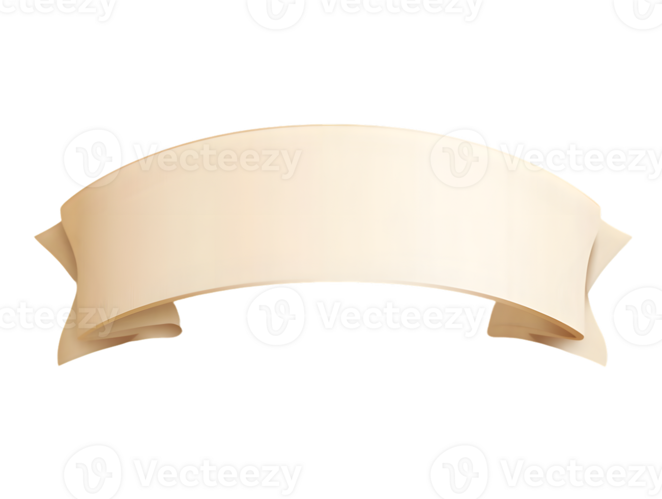 Blank Off White Curved Ribbon Banner with Transparent Background png
