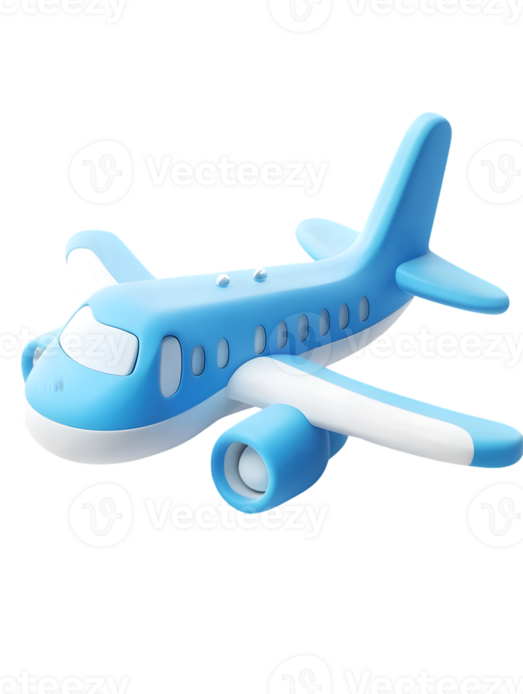 Light Blue Cartoon Airplane Illustration png