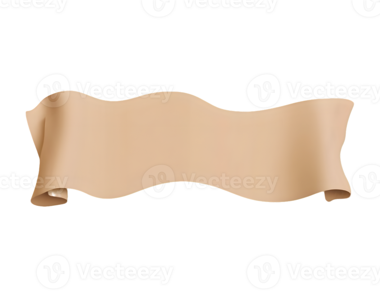 Light Brown Parchment Scroll Banner with Transparent Background png