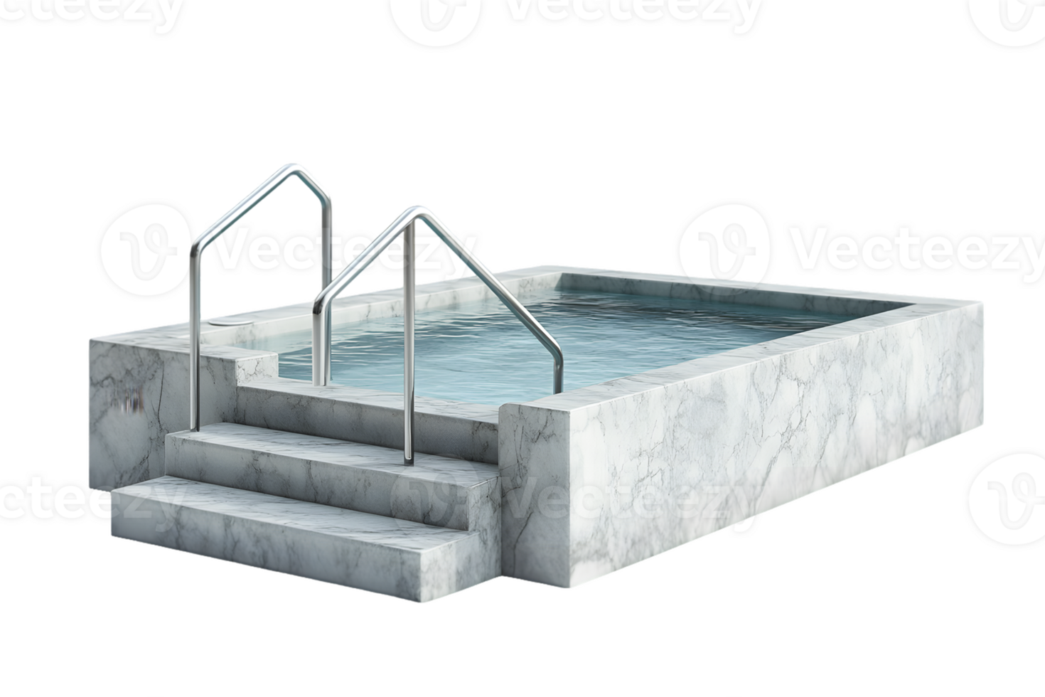Modern Concrete Plunge Pool with Stainless Steel Handrails png