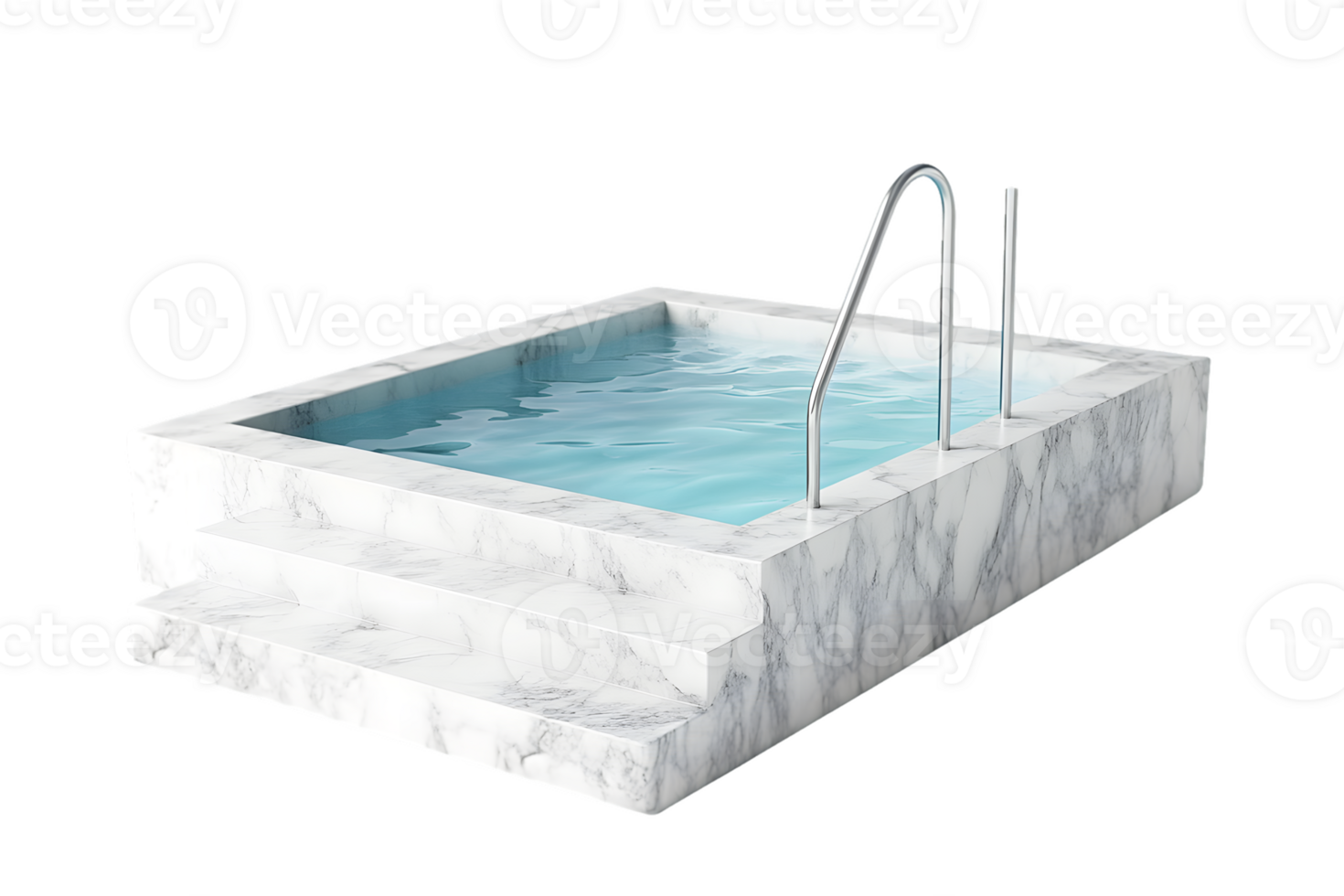 Modern Minimalist Marble Pool with Blue Water png