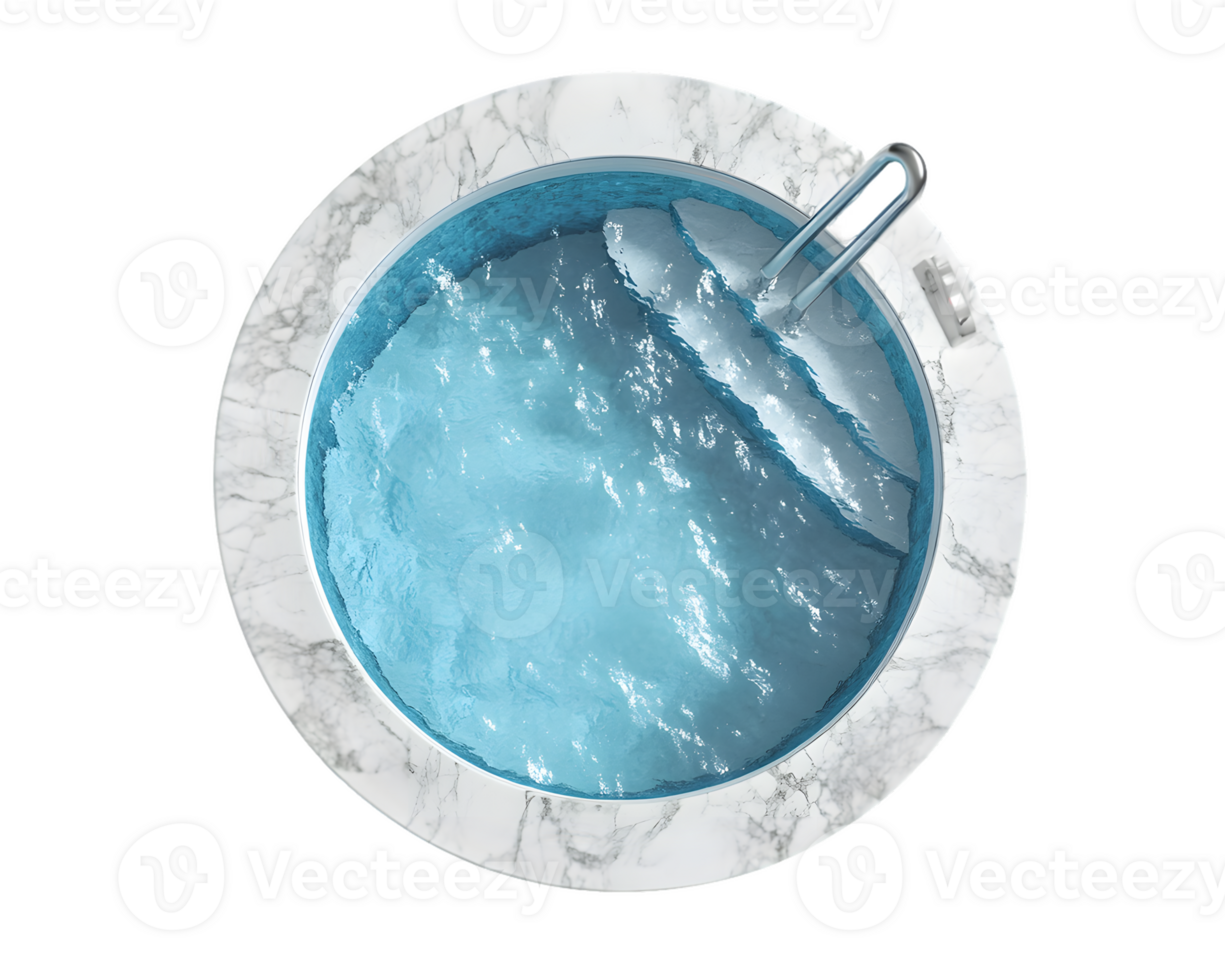 Overhead View of a Round Light Blue Water Basin in White Marble png