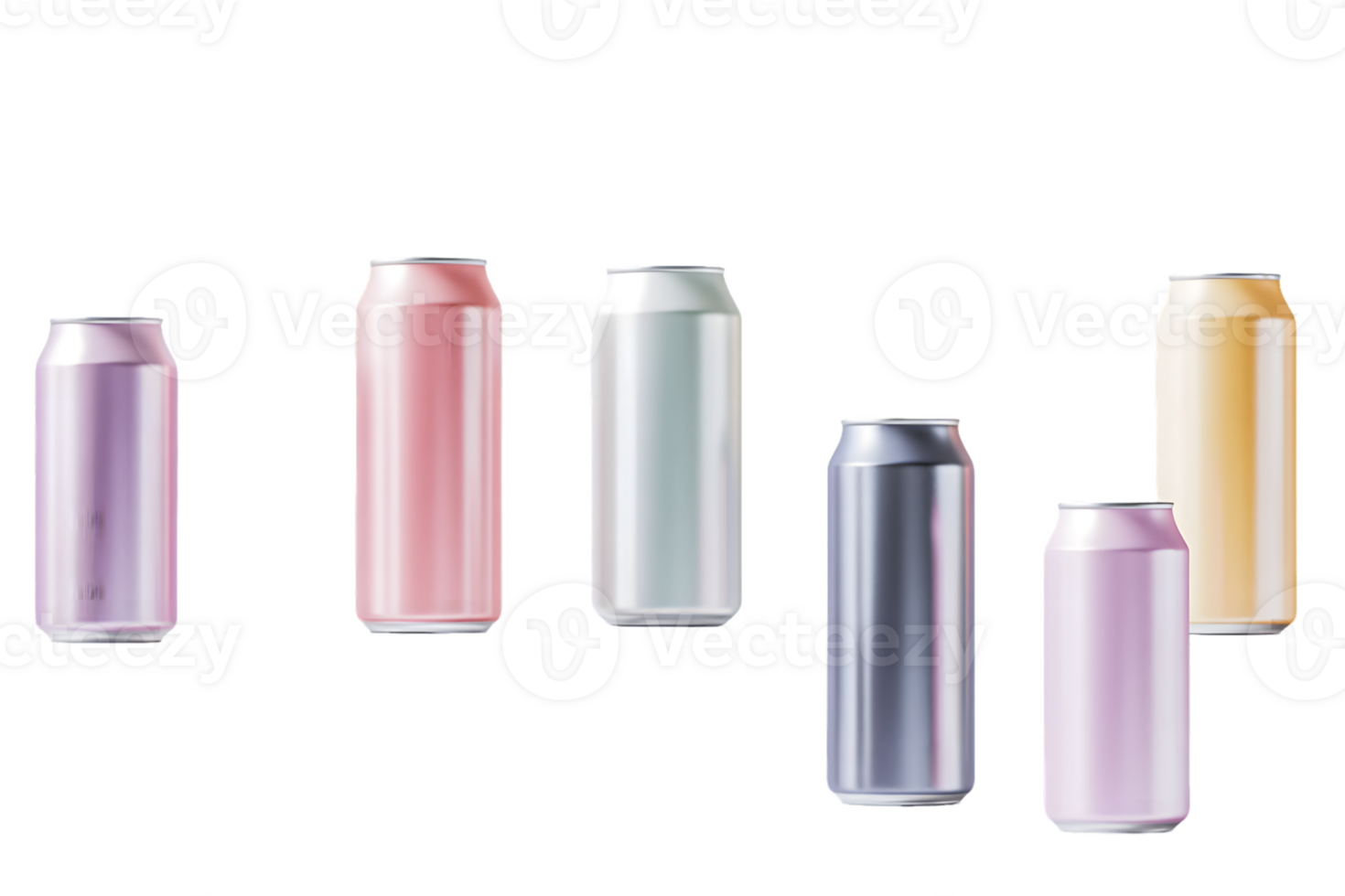 Pastel Aluminum Cans on Transparent Background png