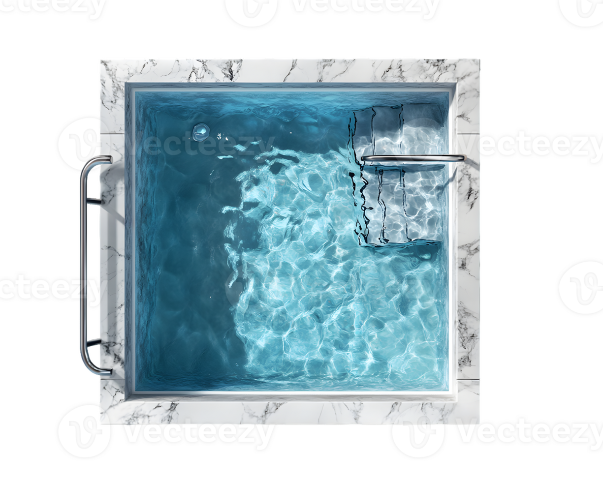 Overhead View of Modern Square Plunge Pool with Marble Surround png