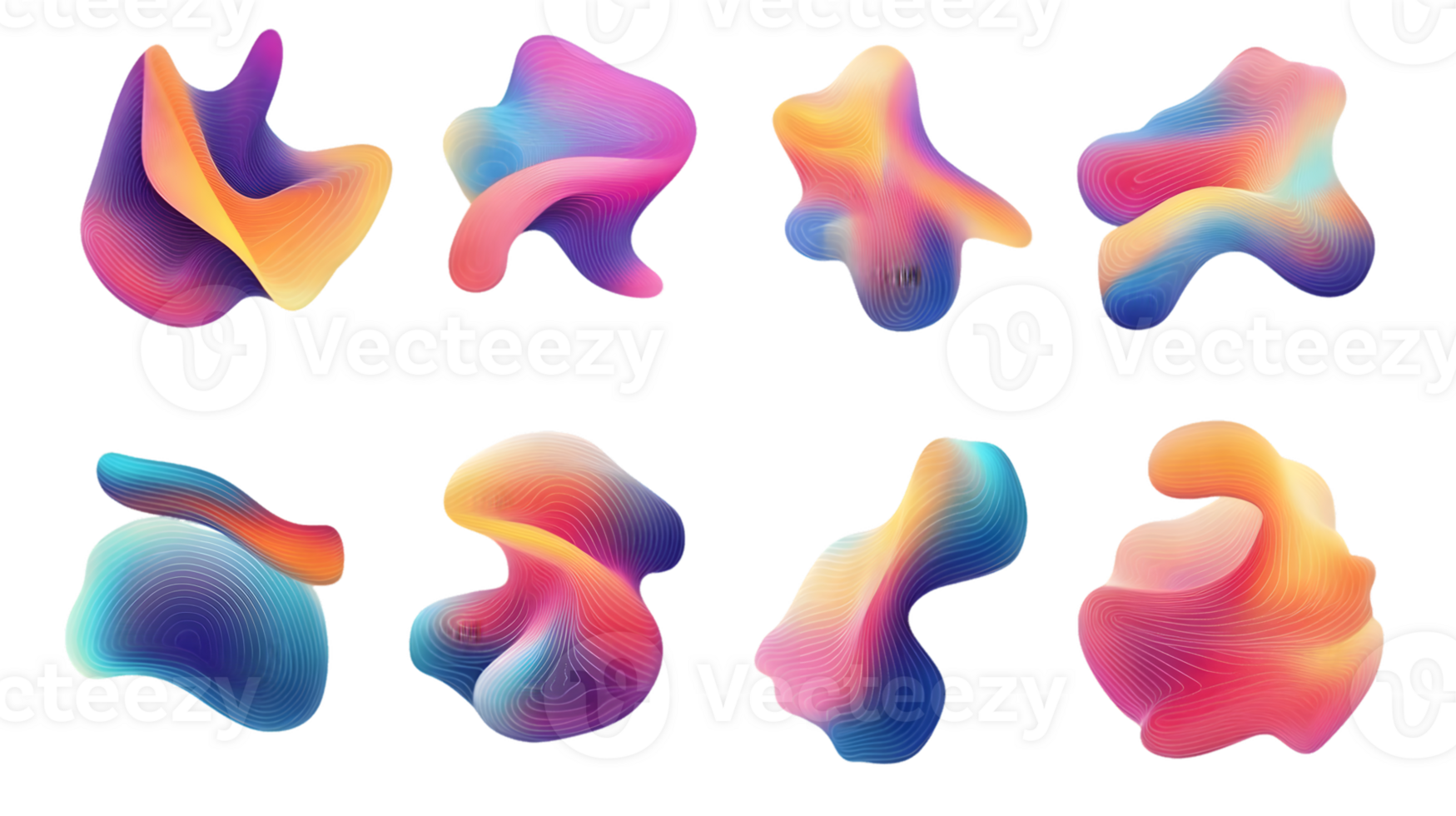 Vibrant Gradient Abstract Shapes Collection png
