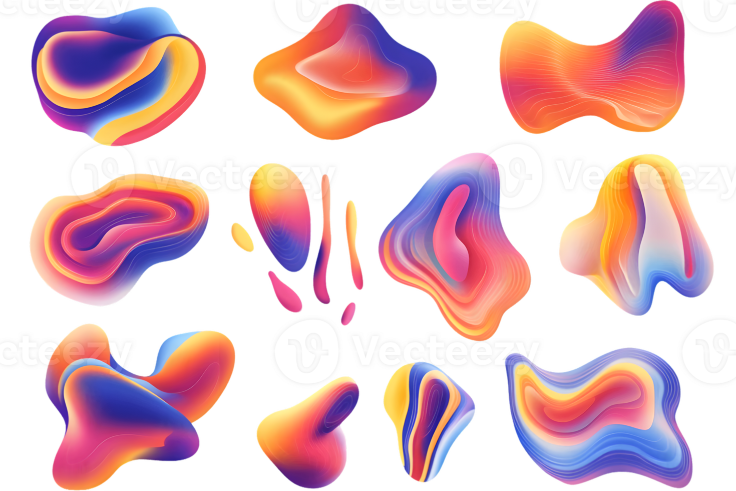Vibrant Abstract Shapes with Gradient Colors png