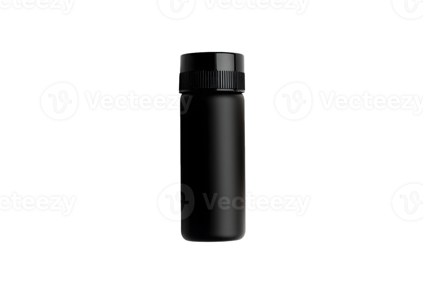 Black Cylindrical Bottle on Transparent Background png